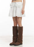Pleated Mini Skort with Ribbon Shirring CA523