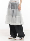 Mesh Tiered Midi Skirt CA523