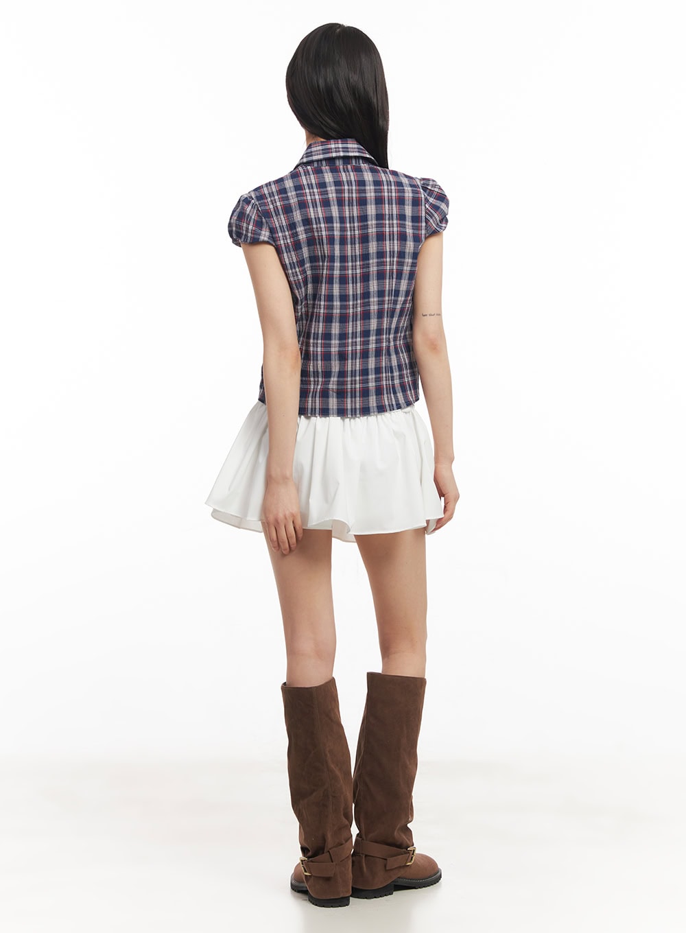 Pleated Mini Skort with Ribbon Shirring CA523