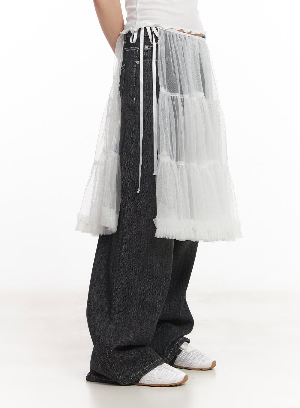 Mesh Tiered Midi Skirt CA523